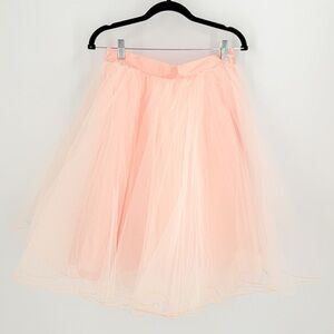 Space 46 Boutique Orange Ruffled A-Line Midi Skirt